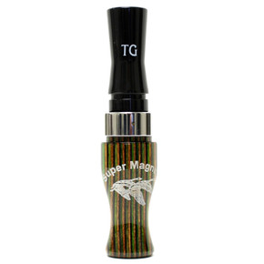 Tim Grounds Custom Super Mag Goose Call image in Green Diamondwood-Black