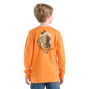 Carhartt Youth Long Sleeve Waterfowl Pocket T-Shirt Back Image