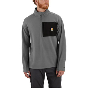 Carhartt Force Relaxed Fit Mock Neck Half zip Fleece Lined Shirt image in Steel