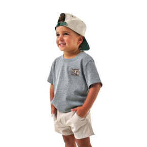 Burlebo Youth Short Sleeve Tee Mallard Duck Stamp in Dark Heather Grey front image