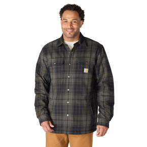 Carhartt Relaxed Fit Flannel Sherpa Lined Shirt Jac image in Navy-Shadow
