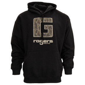 Front Image of the Rogers OG Mossy Oak Bottomland Rogers Gear Hoodie.