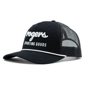 Angled image of the Rogers Sporting Goods Richardson Classic Script Rope Hat.