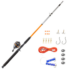 Zebco Ready Tackle Catfish 7ft 2-Piec e Medium Heavy Spincast Combo with Eagle Claw Tackle