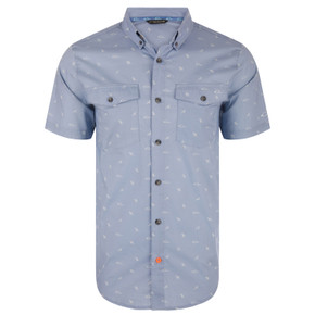 Image of the Drake Cotton DDD Print Button-Down Shirt in Rain Washed