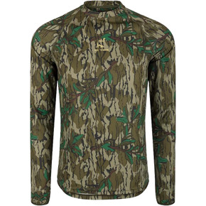 Image of Drake Early Bird Long Sleeve Performance Crew in Mossy Oak Greenleaf.