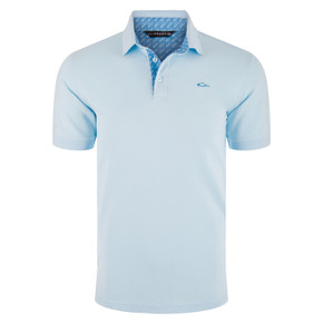 Image of the Drake Waterfowl Logo Pique Polo Shirt in Nantucket Breeze