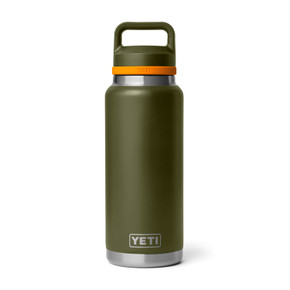 Front Image of the Yeti Rambler 36 oz. Water Bottle with Color-Matched Chug Cap in Olive/King Crab Orange