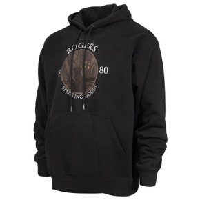 Tilted image of the Rogers Timber Lab Badge Hoodie.