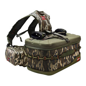 Right Side Angled Image of the Avian-X Floating Lumbar Blind Bag in Mossy Oak Bottomland