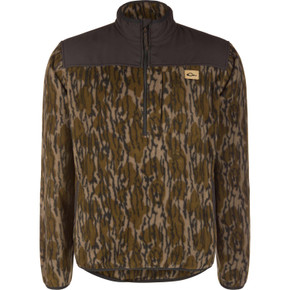 Image of the Drake Waterfowl Camp Fleece Over Under 1/4 Zip in Mossy Oak Original Bottomland