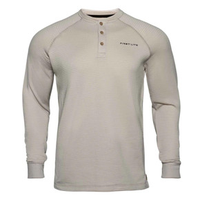 Image of the First Lite ThermaGrid Merino Henley in Sand