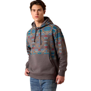 Image of the Ariat Color Block Hoodie in Medium Grey Southwest
