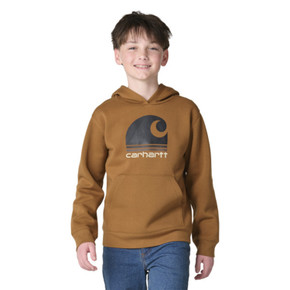 Image of the Child Size Carhartt Kids Boys' Long-Sleeve Hooded Graphic Sweatshirt in Brown