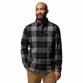 Image of the Pitchstone Stretch Flannel Shirt in Black Macro Tartan