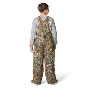 Back Model Image of the Carhartt Kids Youth Loose Fit Canvas Insulated Bib Overalls.