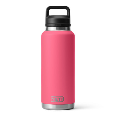 Yeti Rambler 46 oz. Water Bottle With Chug Cap Open Image in Tropical Pink