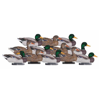 X-Treme Mallard Decoys, Flocked Head Drakes, 12 Pack