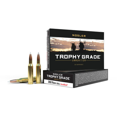260 REM 130 Grain Trophy Grade Accumbond Rifle Ammunition, Box of 20