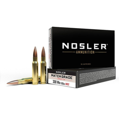 308 Winchester 168 Grain Custom Competition Hollow Point Boat Tail Rifle Ammunition, Box of 20