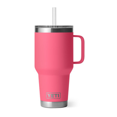 Yeti Rambler 35 oz. Mug with Straw Lid Open Image in Tropical Pink