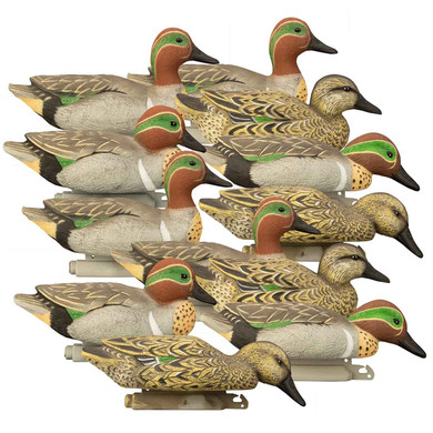 Standard Green-Wing Teal Foam-Filled Duck Decoys - 12 Pack