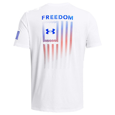 Under Armour Freedom Flag Gradient T-Shirt Back Image in White-Royal