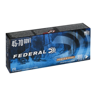 Federal 45-70 Government 300 Grain Power-Shok Rifle Ammunition, Box of 20 Back Box Image