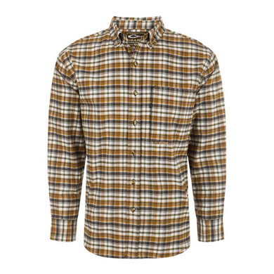Drake Autumn Brushed Twill Plaid Button-Down Long-Sleeve Shirt Image in Timber Wolf Khaki