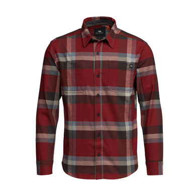 Sitka Ashland Light Weight Flannel Image in Dark Red Fall Plaid