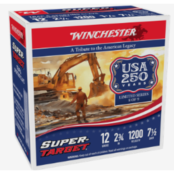 Box Image of the Winchester 12 Gauge 2 3/4" 1 1/8oz 1200 FPS Super Target Trap & Sporting Clays 250th Special Anniversary Edition 7.5