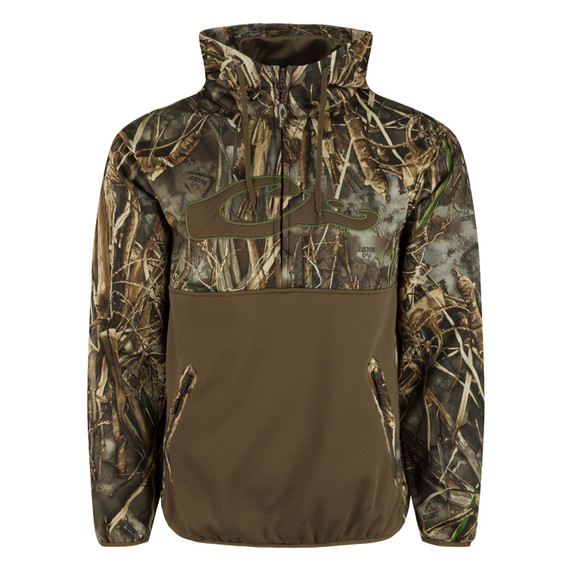 Drake MST Endurance 1/4 Zip Hoodie Front Image in Realtree Max 7