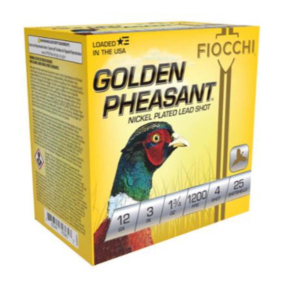 Fiocchi 12 Gauge 3" 1 3/4 oz 12400PS Golden Pheasant Nickel Plated Lead Shot Game Load