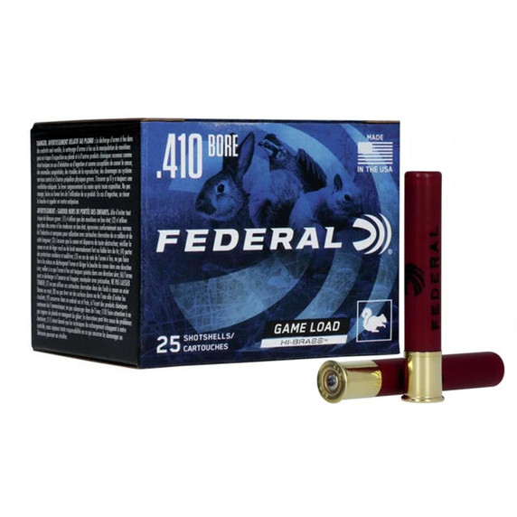 Box Image of the Federal Premium Game Load Upland Hi-Brass .410 Bore 3" 11/16oz 1135FPS Shotgun Shells.