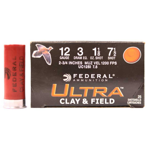 12 Gauge 2 3/4" 1 1/8oz 1200FPS Ultra Clay & Field Shotgun Shells, Case of 250