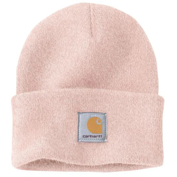 Carhartt Knit Cuffed Beanie Image in Ash Rose-Marshmallow Marl