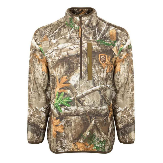 Drake Waterfowl Camo Tech 1/4 Zip with Agion Image in Realtree Edge