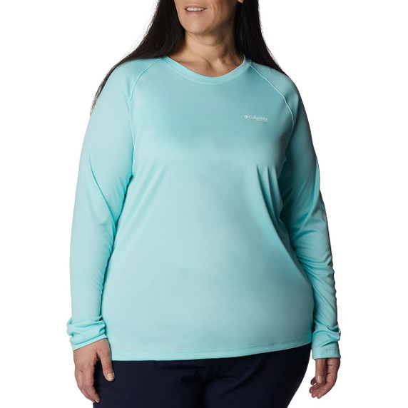 Image of the Columbia Women's Tidal Tee II Long Sleeve in Gulf Stream-White