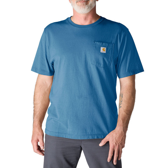 Image of the Carhartt Loose Fit Heavyweight Pocket Short Sleeve T-Shirt in Horizon Blue