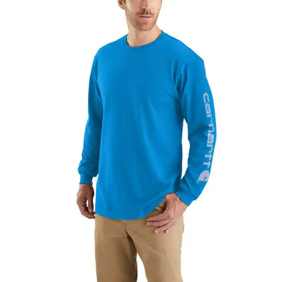 Carhartt Loose Fit Heavyweight Long Sleeve Graphic T-Shirt Image in Blue Glow