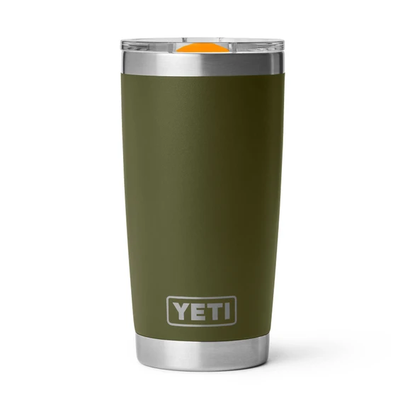 Yeti Rambler 20 oz. Tumbler with MagSlider Lid Image in Olive/King Crab Orange