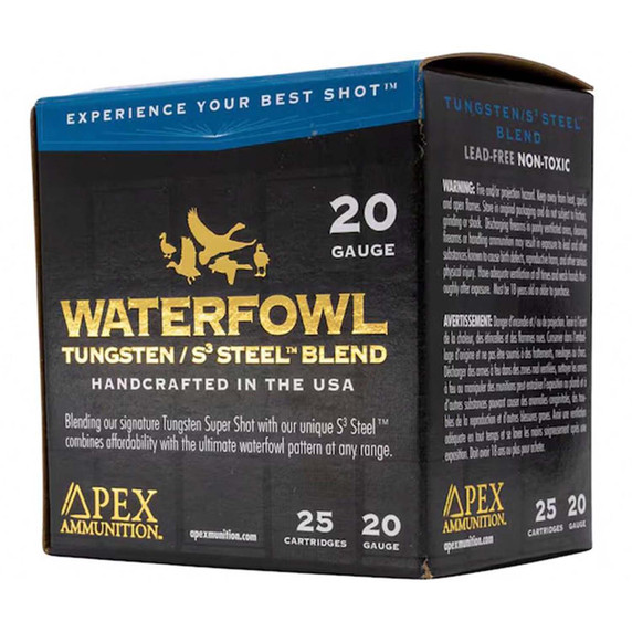 Box Image of the Apex 20 Gauge 3" Tungsten S3 Steel Blend Waterfowl Loads.