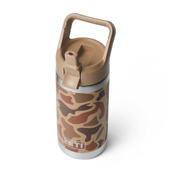 Yeti Rambler Jr. 12 oz. Kids' Water Bottle with Color-Matched Straw Cap Top Open Image.