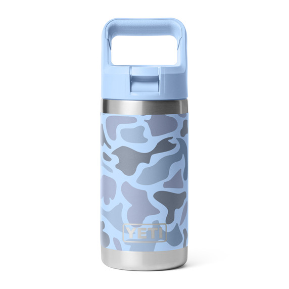 Yeti Rambler Jr. 12 oz. Kids' Water Bottle with Color-Matched Straw Cap Image in Blue Camo