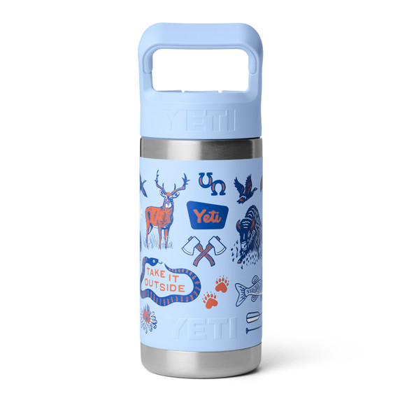 Yeti Rambler Jr. 12 oz. Kids' Water Bottle with Color-Matched Straw Cap Image in Big Sky Summercamp