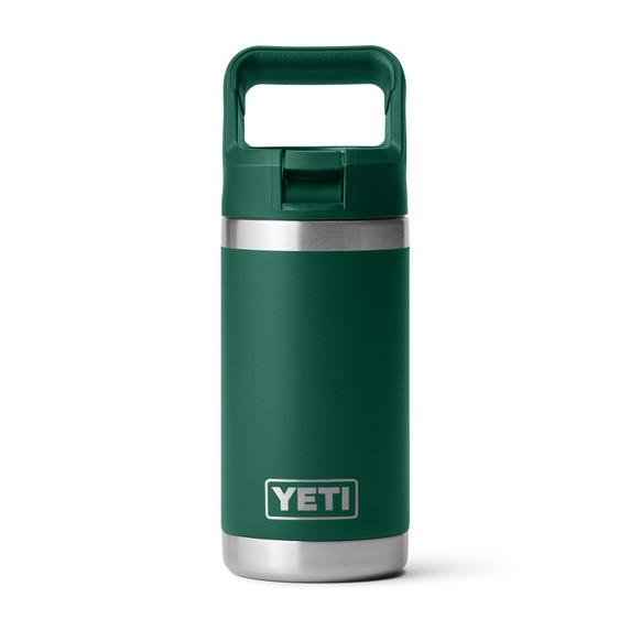 Yeti Rambler Jr. 12 oz. Kids' Water Bottle with Color-Matched Straw Cap Image in Black Forest Green