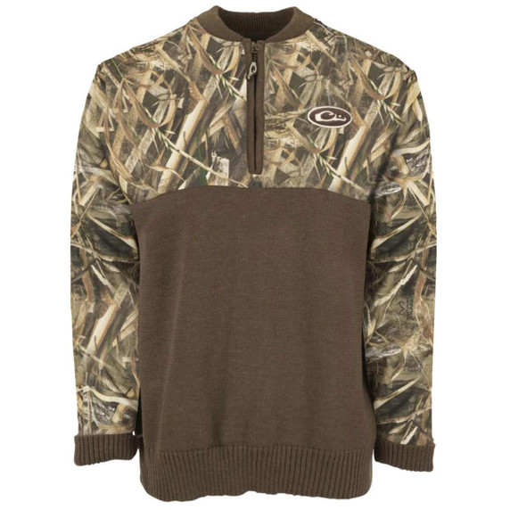 Drake Waterfowl Camo 1/4 Zip Wool Sweater Image in Realtree Max 5