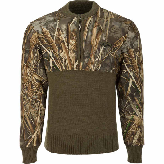Drake Waterfowl Camo 1/4 Zip Wool Sweater Image in Realtree Max 7