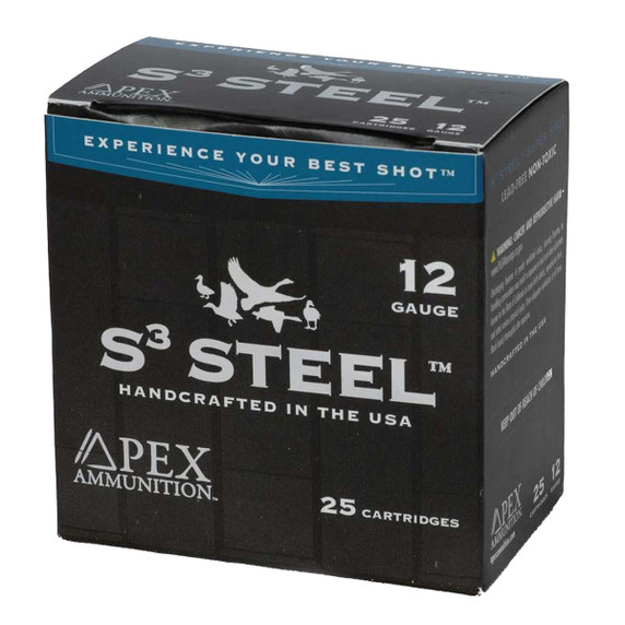 Box Image of the Apex 12 Gauge 3" 1 1/4oz 1450FPS S3 Steel Waterfowl Loads.