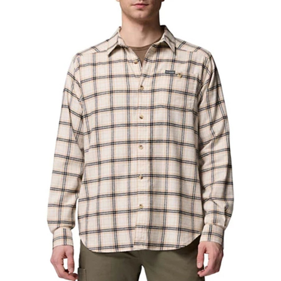 Image of the Columbia Cornell Woods Flannel Long Sleeve Shirt in Chalk Quad Check